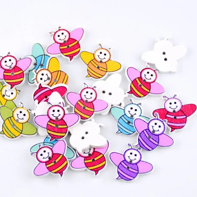 

Handicraft DIY Wooden Buttons Mixed Color Bees Shaped Wood Apparel Sewing Buttons Scrapbooking Decorative Buttons 50Pcs/Pack