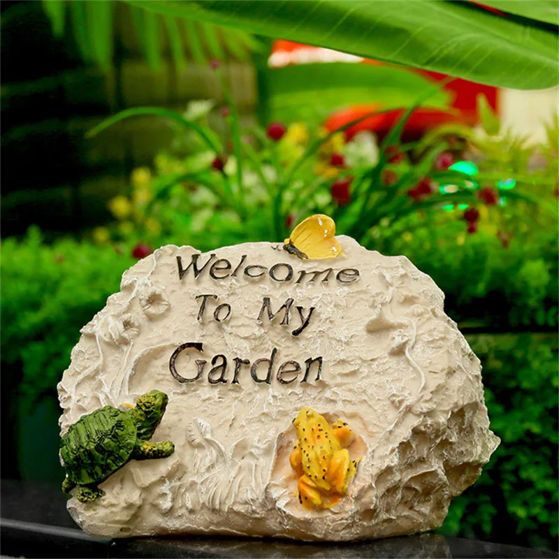 

Home Resin Decor WELCOM Sign Garden Decoration Outdoor Garden Art Resin Figurine House Garden Statue Ornament