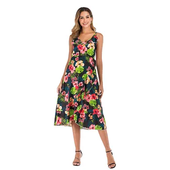 

Summer New Fashion Women's Maternity Print Sling V Neck Sleeveless Irregular Dress Wholesale Free Ship Z4