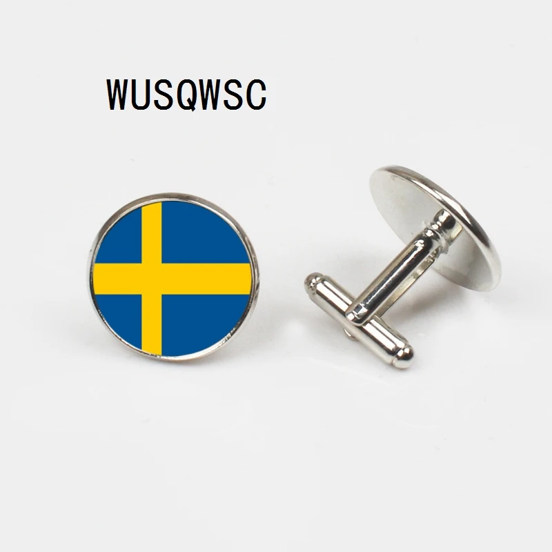 WUSQWSC 2018 продвижение шведский запонки с изображением флага 1 пара деталей Мужская