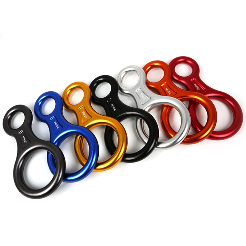 

1 Piece Aluminum 8 Ring Camping Hook 35KN Carabiner Rope Clip Rock Climbing Gear Equipment Mountaineering Random Color Delivery