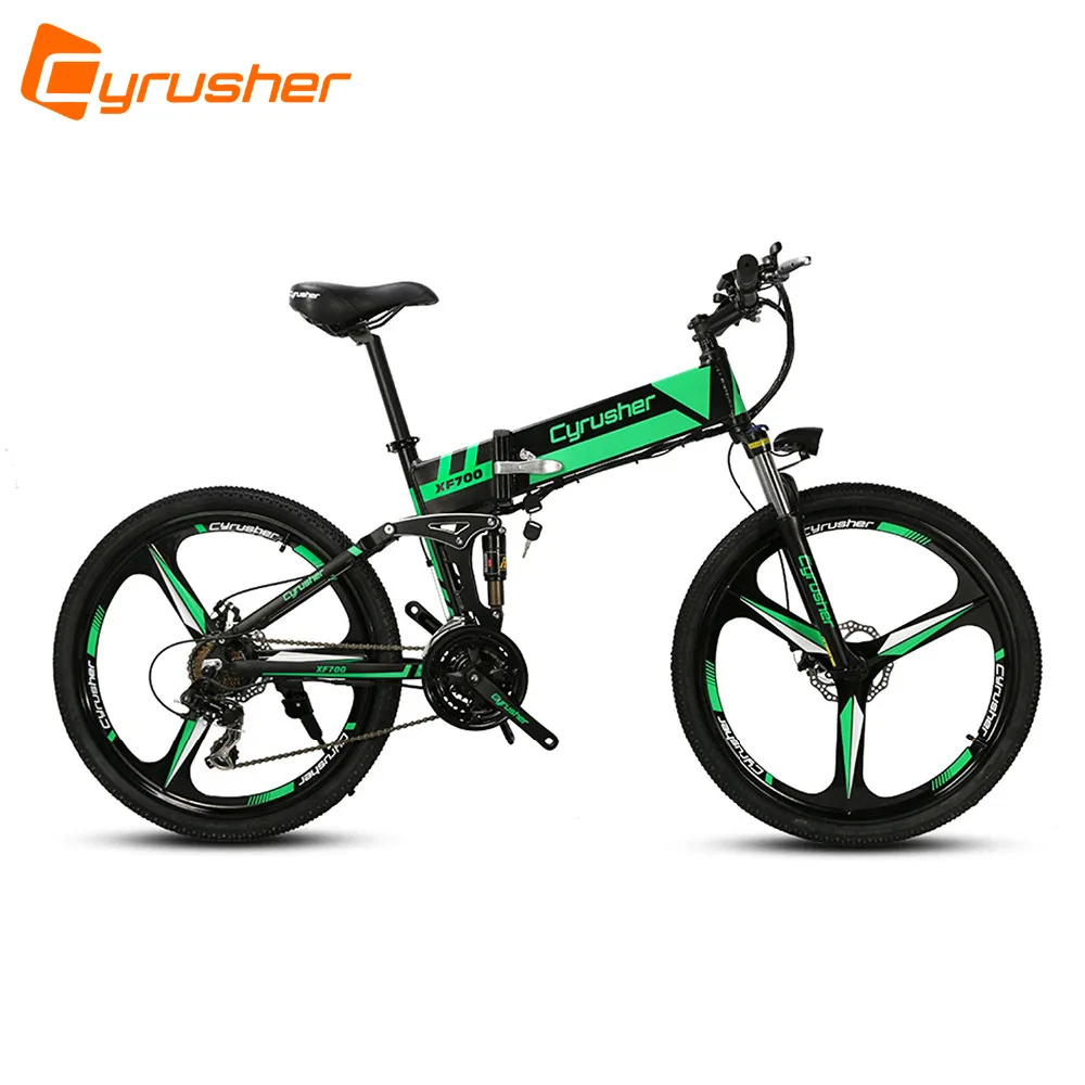 Cyrusher XF700 Green Folding eBike MTB Man's Electric Mountain Bike 250