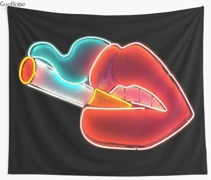 

Smoke Sexy Mouth Wall Tapestry Cover Beach Towel Throw Blanket Picnic Yoga Mat Home Decoration