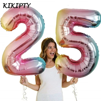 

Gradient Color 32 inch Number balloon Aluminium Foil balloon 0~9 birthday party decor baby shower party supplies wedding balloon