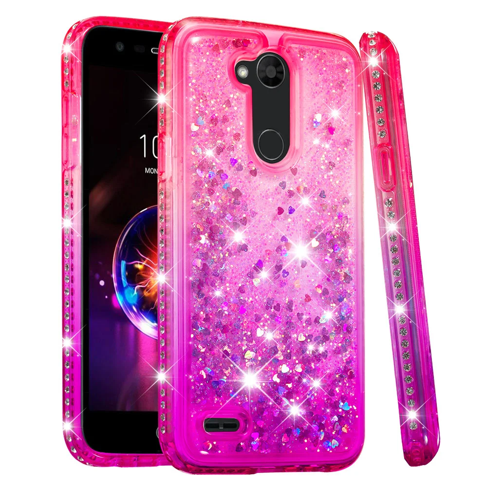 LG X Power 3 Case Luxury Diamond Glitter Silicone Cases For V7 2018 Coque Liquid Dynamic Quicksand Cover |
