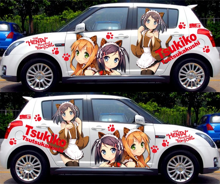 Customizable Car Whole Body Sticker Styling Decal Anime Cat Voiture