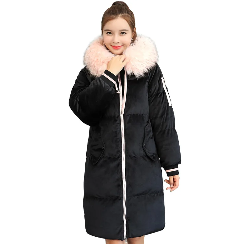 rose Survêtement À Femme Velours Occasionnel Veste D'hiver Fausse De Dames Bas En Ouatée Femmes Vers Coton 2018 Le Fourrure gris Pardessus Capuchon Longue Parkas Noir Manteaux X4qaaw