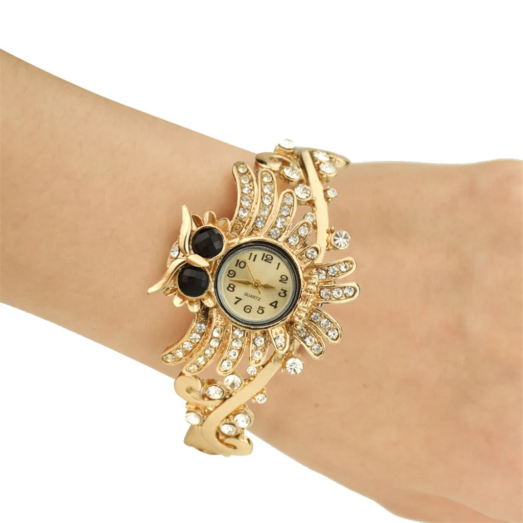 

European and American New Fashion Ladies Watch Features Owl Diamond Watch Top Brand Luxury clock Date Quartz Watch