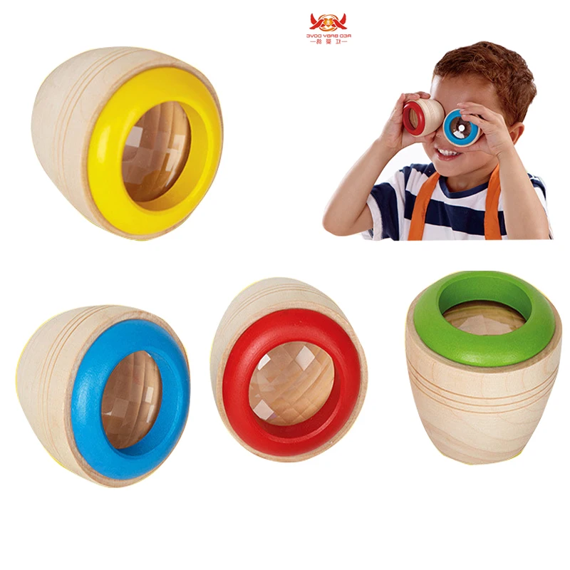 Wooden magical kaleidoscope Cute wood Montessori educational font b toys b font Magical bee eye effect