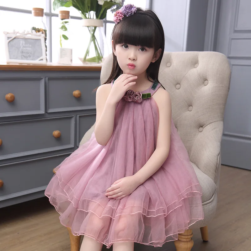 

Children dress 2019 New Summer girl sleeveless dresses kids dresses for girls clothes factory direct purple pink 3-8 years