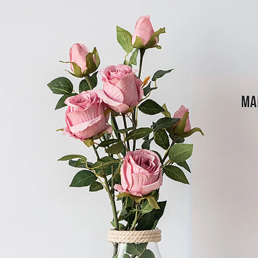 69 см длинная ветка Европейский высокое качество искусственные цветы розы 2 головки Шелковый домашний Декор DIY поддельные цветы бутон Свадебные украшения