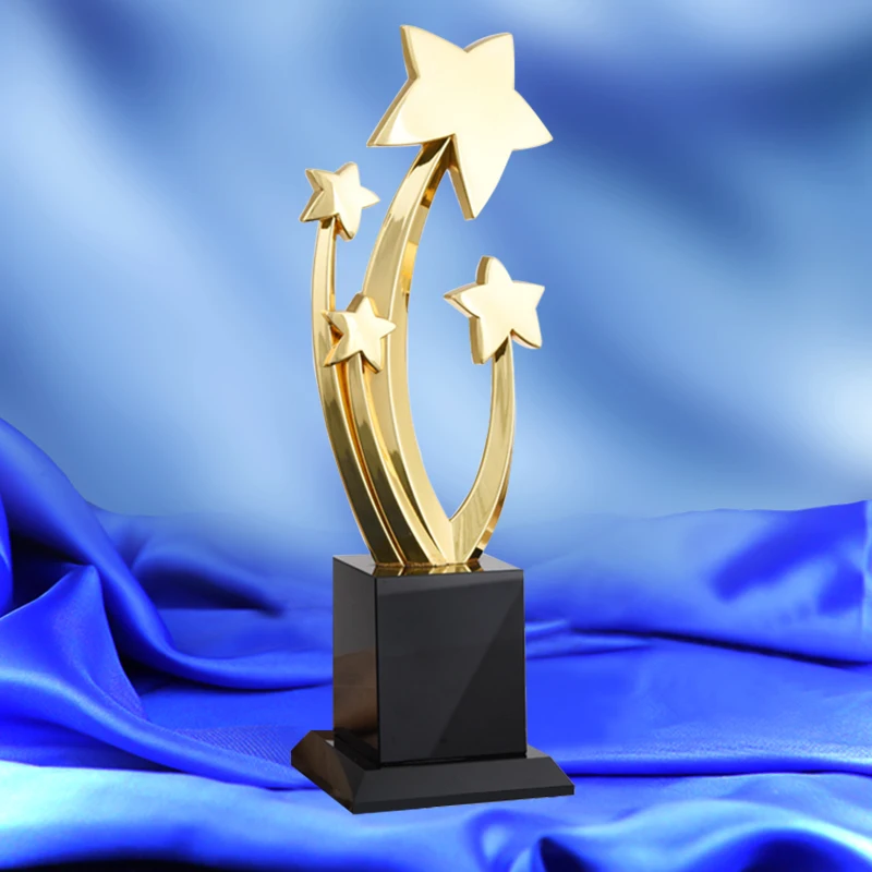 

Stars Shaped Metal Trophy With Crystal Base Souvenirs World Cup Athletics Champions Rewards Movie and TV Prize Ceremony Awards