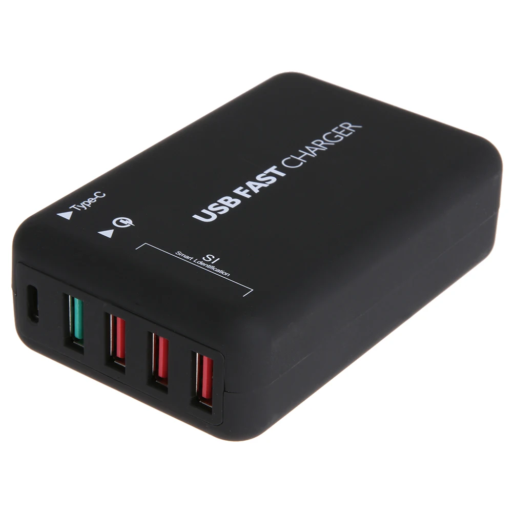 Mini Portable Universal Charger 1 Type C 4 USB Port Fast Charger Power