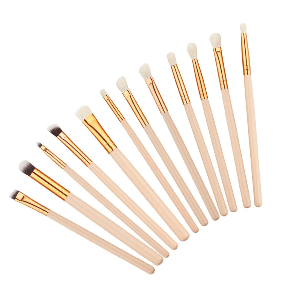 12Pcs Gold Makeup Brush Set Pro Blending Pencil Foundation Eye Shadow