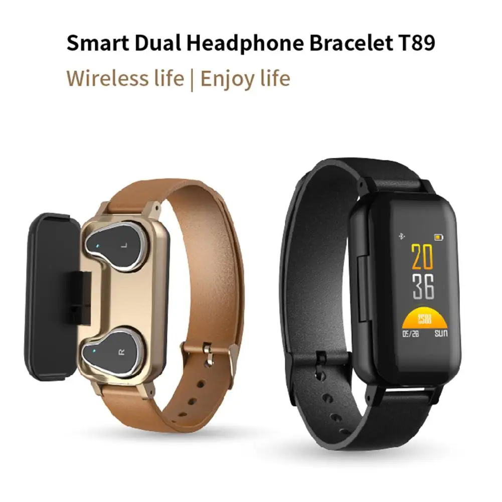 

Hot Sale T89 Heart Rate Blood Pressure Monitor Smart Bracelet with Bluetooth Earphones