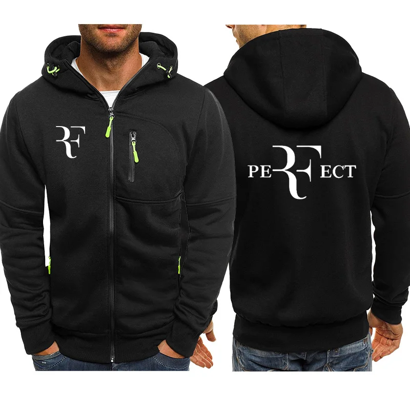 

Fashion Roger Federer RF Print Hoodies Men Casual Hip Hop Harajuku Fleece jacket Mens zipper Hoodie Sweatshirts Hoody Clothing