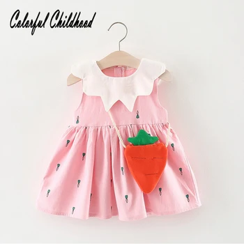 

Sweet baby girls dress embroidery strawberry vest dress for girls party wedding costumes toddler baby clothing