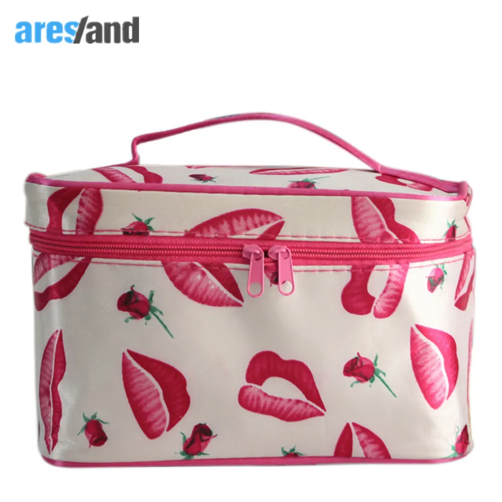 

Aresland Portable Fashion Lovely Lip Print Cosmetic Makeup Bag Bags for Women Large Capacity Desk Organizer Travel Storage Bags