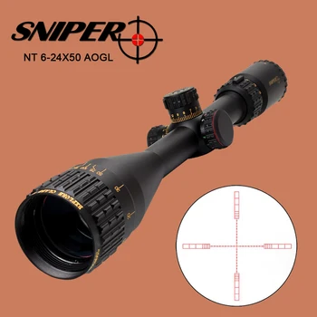preço Sniper Nt 6-24x50 Aogl Caça Tactical Visão óptica Vidro Tamanho Completo Gravado Reticle Rgb Llluminate Rifle Escopo Com Grande Lente