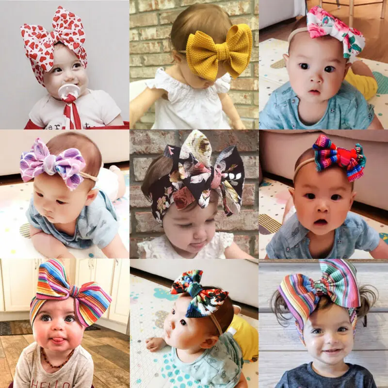 

2019 Brand Toddler Girls Kids Baby Bow Hairband Headband Stretch Turban Knot Head Wrap