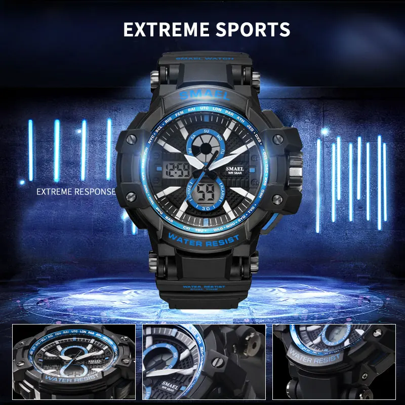 Спортивные часы 50 м водонепроницаемые SMAEL модные мужские S Shock relogios masculino 1509B