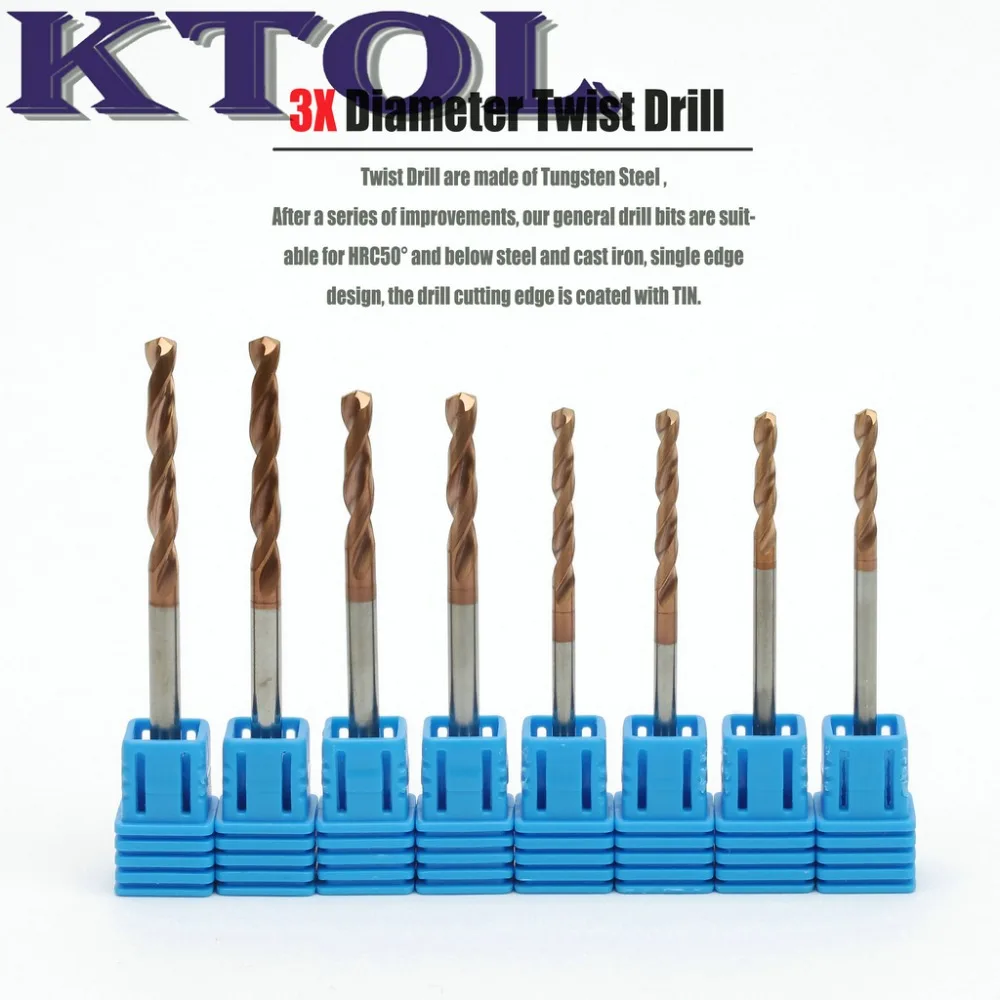 

4mm 3D Titanium Coated Twist Tungsten Carbide Drill Bits Set for Metal Iron Steel Drilling Holes Tool CNC Milling Machine HRC50