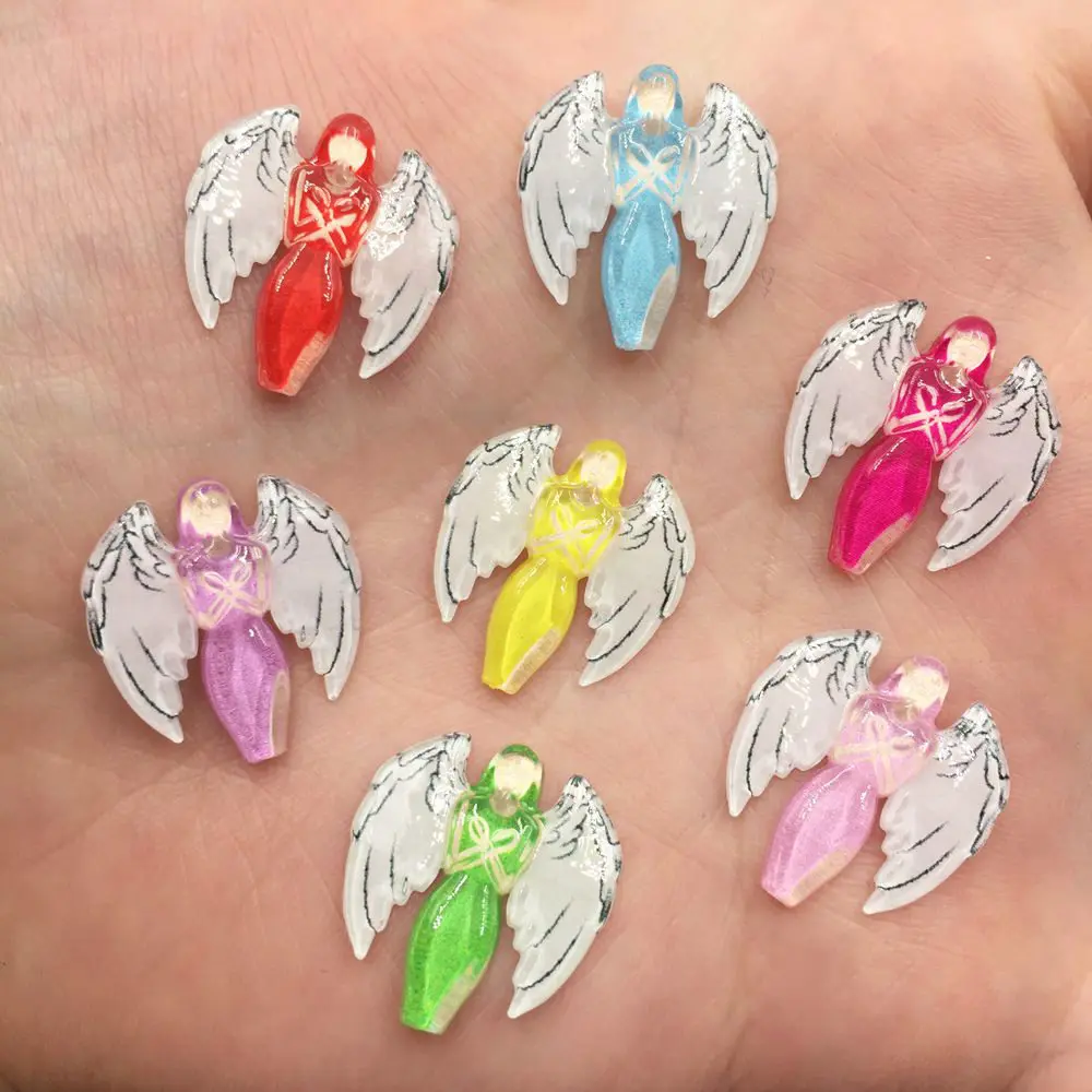 

New 30pcs mix resin Beautiful Colorful angel Flat back rhinestone appliques DIY Wedding scrapbook craft SF517