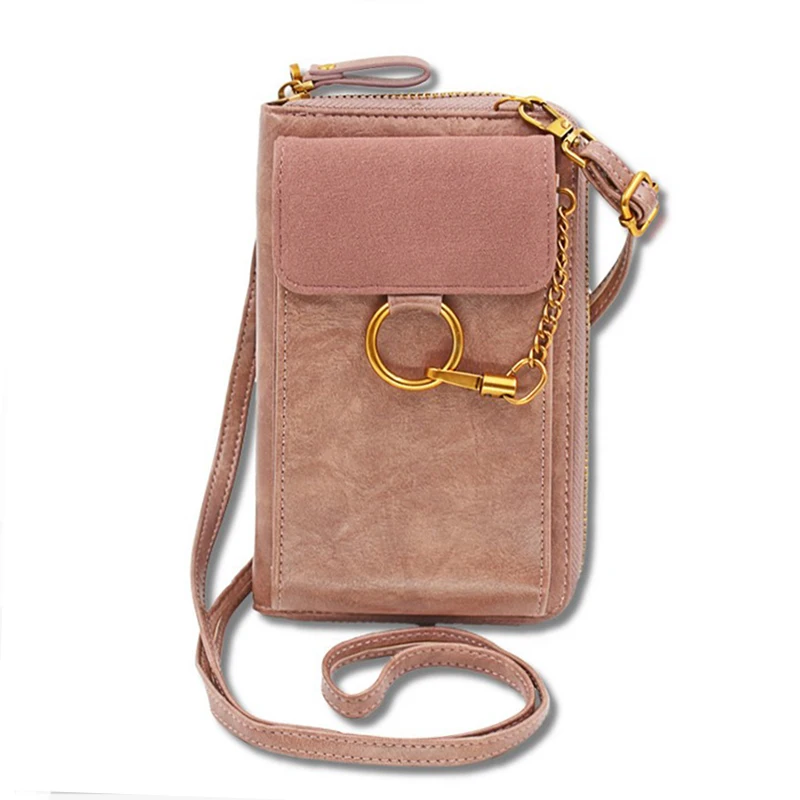 

Fashion Women Ring Chain Purse New Long Matter Leather Money Wallet Coin Purses Small Phone Case Ladies Clutch Female Carteira
