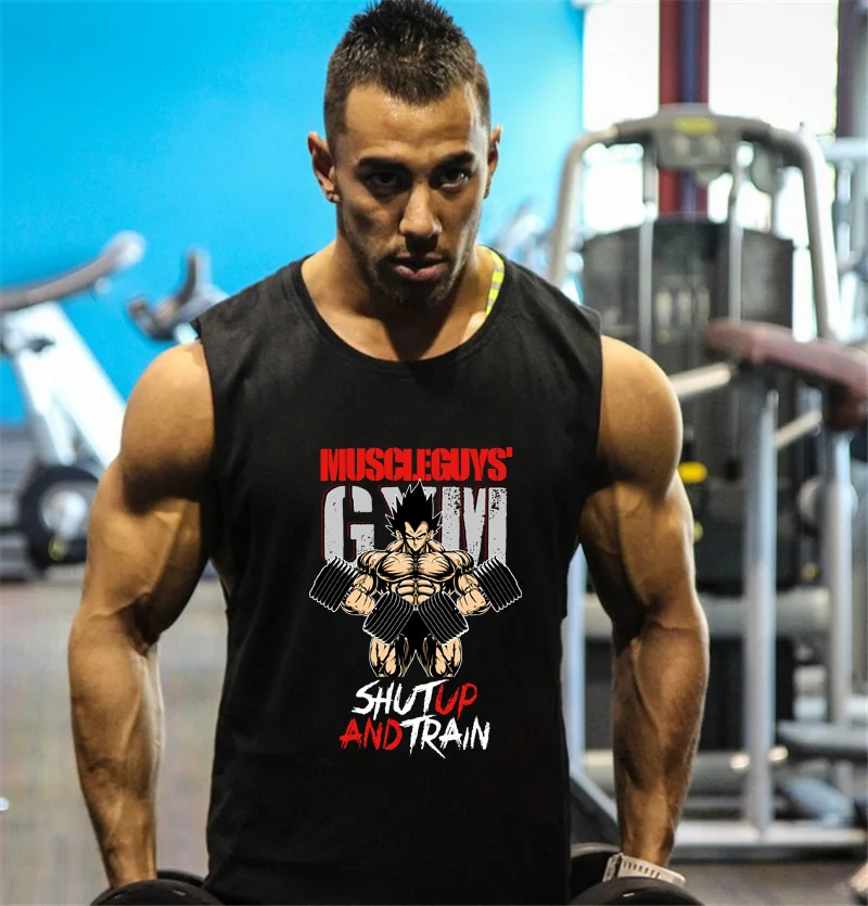 

Fitness Dragon ball Tank Top Men Bodybuilding Clothing Gyms Stringer Vests Mens Sleeveless Shirt Cotton Singlets Muscle Tops