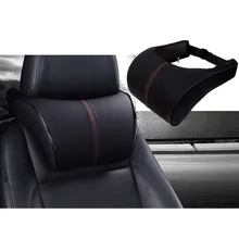 Автомобильный подголовник с эффектом памяти из искусственной кожи, подушка для головы и шеи, набор подголовников для автомобиля