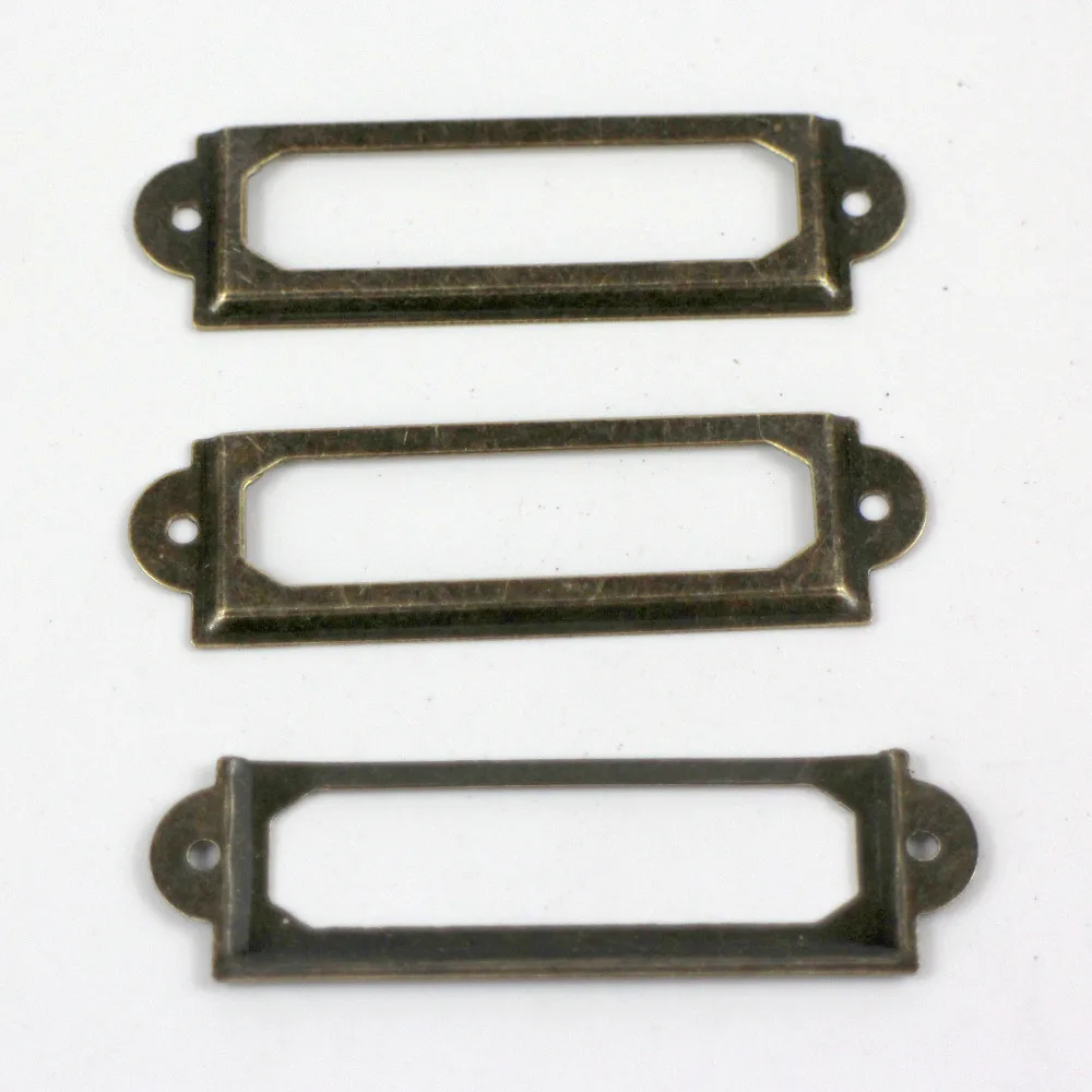 

100Pcs cheap Antique bronze color Iron Label Frame Card Holder scrapbook photo album accessories 60x17mm with brads