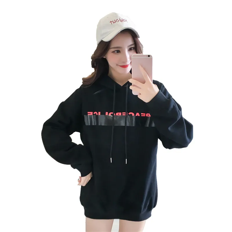 Женский пуловер с капюшоном и буквенным принтом толстовка длинным рукавом