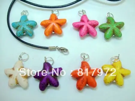 8 шт. блестящая Звезда цветной кулон с камнем подвеска на цепочке ожерелье