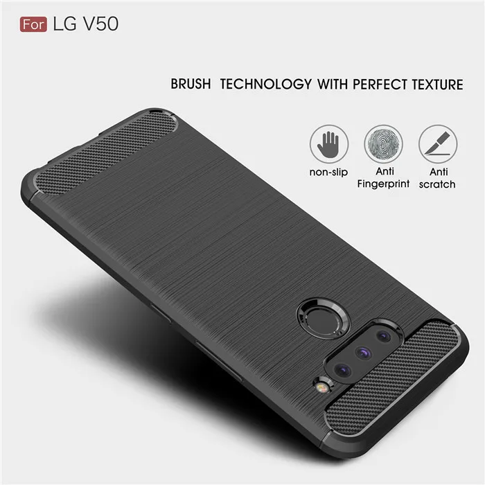 

For LG V50 Case Armor Shockproof Carbon Fiber Soft TPU Silicon Bumper Case Cover for LG V50 Capa Shell Coque Funda