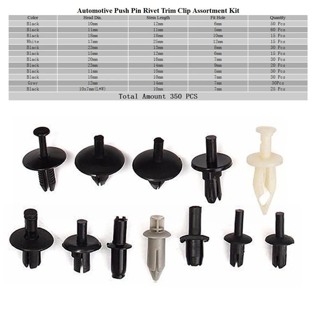350 шт. Пластик Авто Push фиксатор Pin заклепки отделкой клип комплект with12 различных Размеры автомобильные аксессуары