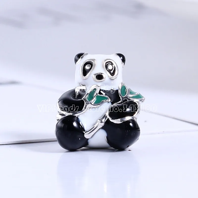 2017 Autumn 925 Sterling Silver Cute Panda Charms with Mixed Enamel