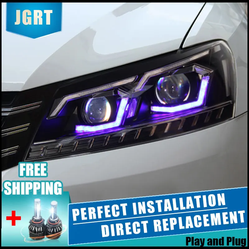  2PCS LED Headlights ForVolkswagen Passat 12-15 Car Led Lights Double Xenon Lens Car Accessories Day - 32988847024