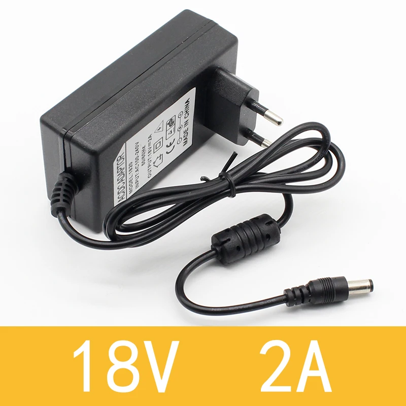 1PCS 18V 2A AC 100V-240V Converter Adapter DC 18V 2A 2000mA Power Supply EU Plug 5.5mm x 2.1-2.5mm 1PCS 18V 2A AC 100V-240V Converter Adapter DC 18V 2A 2000mA Power Supply EU Plug 5.5mm x 2.1-2.5mm