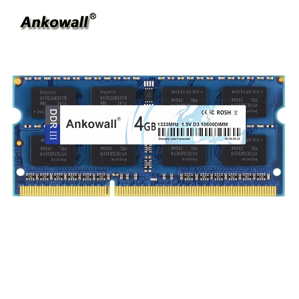 

Ankowall DDR3 SO-DIMM 4GB RAM 1333/1600 MHz Notebook Memory PC3-10600 Laptop RAM