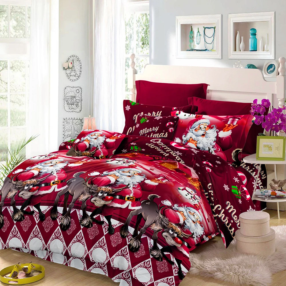 La Random Cartoon Christmas Trees Duvet Cover 3 Pieces Bedding Set Soft Comforter Quilt Cover with 2 Pillowcases Full Size