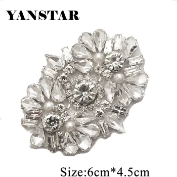 

YANSTAR 10PCS Rhienstone Applique Bridal Sash Beads On For Wedding Dress Belt Accessories DIY Bridal Sash YS984