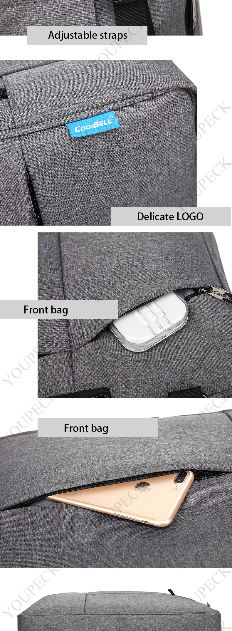 Крутой рюкзак для ноутбука с колокольчиком, 17 дюймов, водонепроницаемая сумка на плечо, рюкзак для мужчин, школьная сумка для мужчин, деловая дорожная сумка