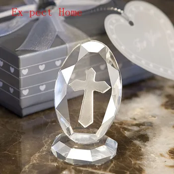

50pcs / lot Wedding Favor And Gift Choice Crystal Cross Standing Favors With Gift Box Crystal Wedding Favors
