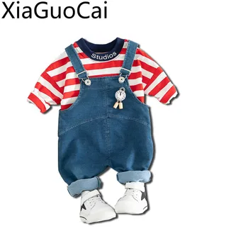 

Spring and Autumn Striped Kids Sets Boys and Girls Baby Sets Children's T-shirt and Pants Bib Two-piece Casual Sets