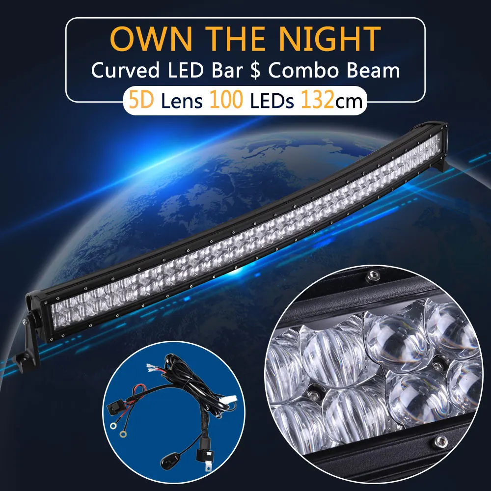 

Real Power 5D 52 Inch Curved LED Light Bar with Wire Kit 12V 24V Combo Beam for Offroad Boat Car Truck ATV SUV 4WD 4x4 Work Lamp
