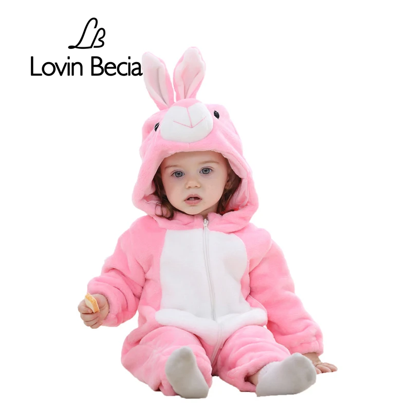 

LovinBecia Baby Flannel Costumes Boys Clothes Cartoon Animal Jumpsuits Infant Girls bebe Hooded Rompers Toddler Baby Clothing