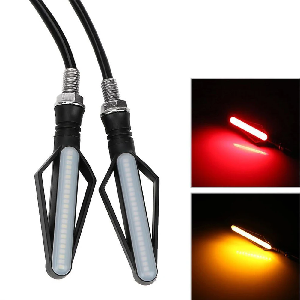 

24 LED Moto Tail Indicator Streamer Motorcycle Brake Fog Lamp Accessories Motorbike Flashing Dual Color Turn Signal Light