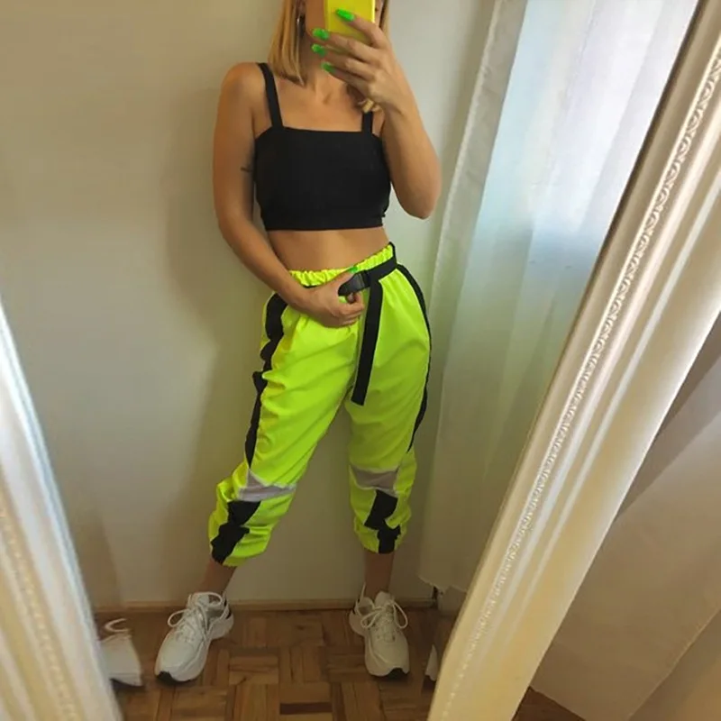Women Loose Baggy Trousers Fashion 2019 Ladies Neon Green Joggers Mesh Patchwork Sweatpants Pants Hiphop Dance Pants Plus Size Women Loose Baggy Trousers Fashion 2019 Ladies Neon Green Joggers Mesh Patchwork Sweatpants Pants Hiphop Dance Pants Plus Size