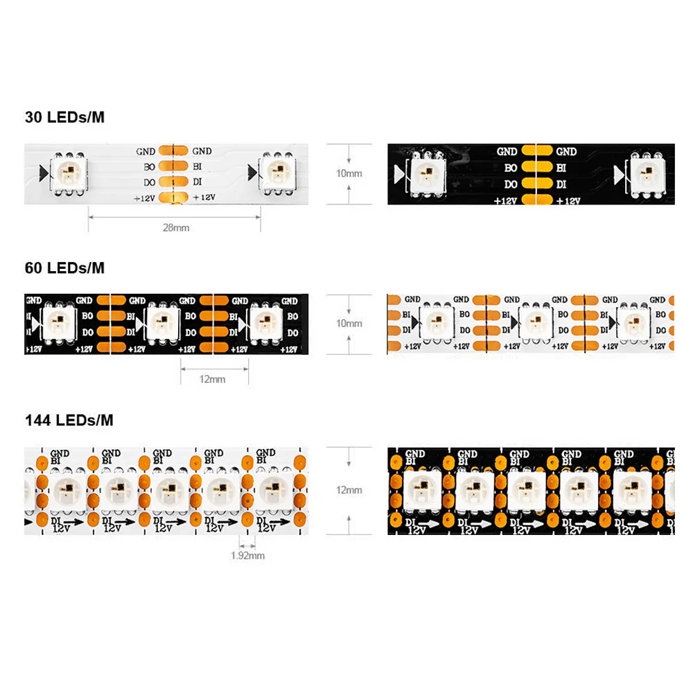 DC12V WS2815 RGB светодиодный Пиксели ленты(WS2812B/WS2813) светильник индивидуально адресуемых двойной сигнала синхро-адаптер длиной 1 м/5 м 30/60/144 Пиксели/светодиодный s/m