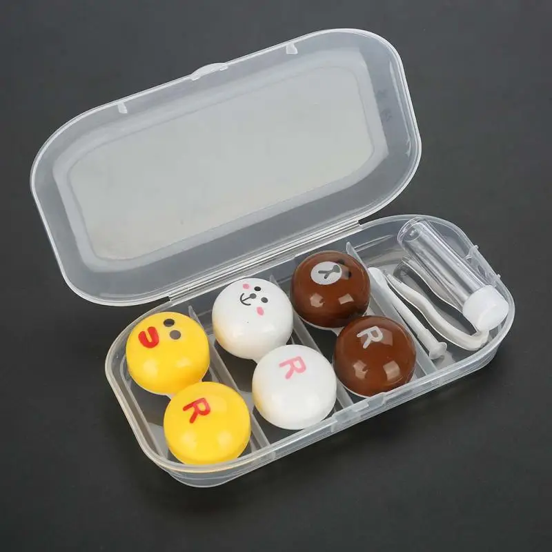 

Cute Portable Plastic Contact Lens Bear Rabbit Chicken Shape Contact Lenses Case Box with Mirror Tweezers Makrup up Tool Kits
